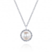 Gabriel & Co. 14k White Gold Grace Pearl & Diamond Necklace - NK5619W45PL