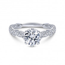 Gabriel & Co. 14k White Gold Victorian Straight Engagement Ring - ER14433R4W44JJ