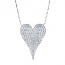 Shy Creation 14k White Gold Diamond Heart Necklace - SC55002484