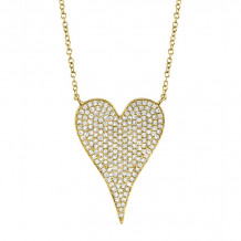 Shy Creation 14k Yellow Gold Diamond Heart Necklace - SC55002482