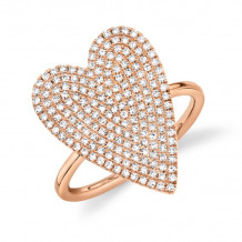 Shy Creation 14k Rose Gold Diamond Pave Heart Womens Ring - SC55009106