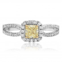 Roman & Jules Two Tone 18k Gold Halo Engagement Ring - KR1444WY-18K