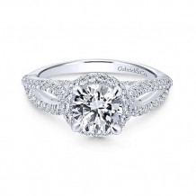 Gabriel & Co. Entwined 14k White Gold Split Shank Diamond Engagement Ring