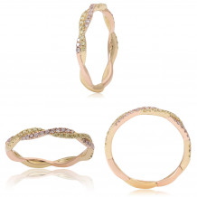 Roman & Jules 14k Two Tone Gold Pink and Yellow Diamond Twist Band - KR2381YR