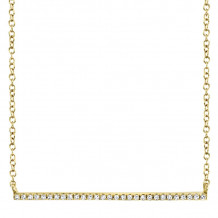 Shy Creation 14k Yellow Gold Diamond Bar Necklace - SC55001291