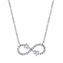 Shy Creation 14k White Gold Diamond Infinity Necklace - SC55019575