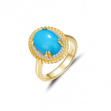 Lafonn Gold Blue Halo Ring - R0486TQG10
