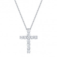 Shy Creation 14k White Gold Diamond Cross Necklace - SC37215657