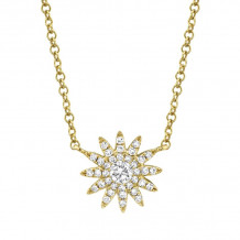Shy Creation 14k Yellow Gold Diamond Starburst Necklace - SC55004912