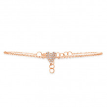 Shy Creation 14k Rose Gold Diamond Pave Heart Bracelet - SC55007635