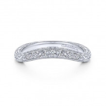 Gabriel & Co. 14k White Gold Victorian Curved Wedding Band - WB14482R4W44JJ