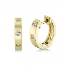 Shy Creation 14k Yellow Gold Diamond Huggie Earrings - SC55010251