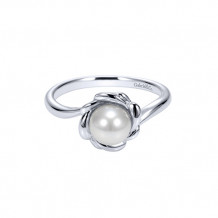 Gabriel & Co. Sterling Silver Black Pearl Ring with Design Around Pearl