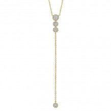 Shy Creation 14k Yellow Gold Diamond Lariat Necklace - SC55002607
