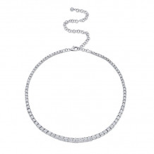 Shy Creation 14k White Gold Diamond Tennis Necklace - SC55005140