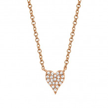 Shy Creation 14k Rose Gold Diamond Pave Heart Necklace - SC55006734