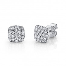 Shy Creation 14k White Gold Diamond Pave Stud Earrings - SC22004417