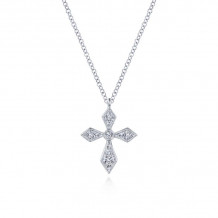 Gabriel & Co. 14k White Gold Faith Diamond Religious Cross Necklace - NK5953W45JJ