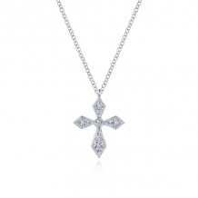 Gabriel & Co. 14k White Gold Faith Diamond Religious Cross Necklace - NK5953W45JJ