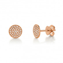 Shy Creation 14k Rose Gold Diamond Pave Stud Earrings - SC55002271