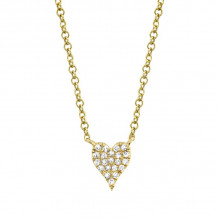 Shy Creation 14k Yellow Gold Diamond Pave Heart Necklace - SC55006733