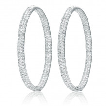 Roman & Jules 14k White Gold Diamond Hoops - KE1414W-3