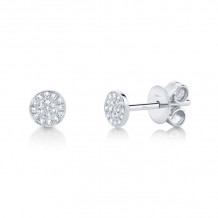 Shy Creation 14k White Gold Diamond Pave Stud Earrings - SC55001138