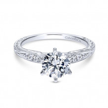 Gabriel & Co. 14k White Gold Victorian Straight Engagement Ring - ER11827R4W44JJ