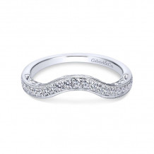 Gabriel & Co. 14k White Gold Victorian Curved Wedding Band - WB7293W44JJ