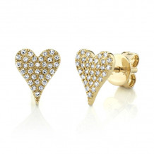 Shy Creation 14k Yellow Gold Diamond Pave Heart Stud Earrings - SC55006929