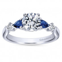 Gabriel & Co. 14k White Gold Contemporary 3 Stone Diamond & Gemstone Engagement Ring - ER6002W44SA