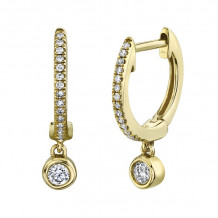 Shy Creation 14k Yellow Gold Diamond Huggie Earrings - SC22007645