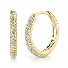 Shy Creation 14k Yellow Gold Diamond Pave Hoop Earrings - SC55004582