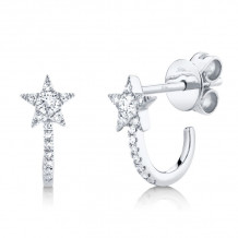 Shy Creation 14k White Gold Diamond Star Earrings - SC55004608