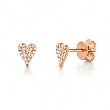 Shy Creation 14k Rose Gold Diamond Pave Heart Stud Earrings - SC55006719