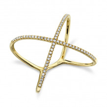 Shy Creation 14k Yellow Gold Diamond Womens "X" Ring - SC22003513