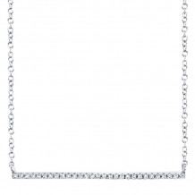 Shy Creation 14k White Gold Diamond Bar Necklace - SC55001270