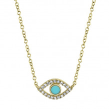 Shy Creation 14k Yellow Gold Diamond & Composite Turquoise Necklace - SC55019731