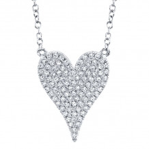 Shy Creation 14k White Gold Diamond Pave Heart Necklace - SC55002004