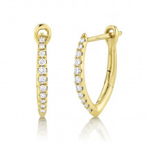 Shy Creation 14k Yellow Gold Diamond Hoop Earrings - SC22005491