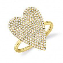 Shy Creation 14k Yellow Gold Diamond Pave Heart Womens Ring - SC55009105