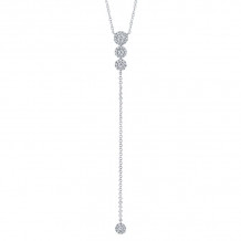 Shy Creation 14k White Gold Diamond Lariat Necklace - SC55002606