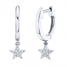 Shy Creation 14k White Gold Diamond Star Huggie Earrings - SC22004868V2