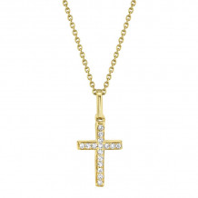 Shy Creation 14k Yellow Gold Diamond Cross Necklace - SC22002783AC