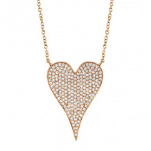 Shy Creation 14k Rose Gold Diamond Heart Necklace - SC55002483