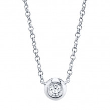 Shy Creation 14k White Gold Diamond Bezel Necklace - SC55003228