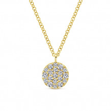Gabriel & Co. 14k Yellow Gold Round Pave Diamond Necklace