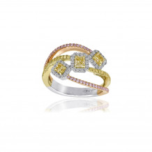 Roman & Jules 18k Tri Tone  Gold Yellow, Pink and White Diamond Band - KR2722WRY-18K