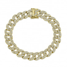 Shy Creation 14k Yellow Gold Diamond Pave Link Bracelet - SC55010095