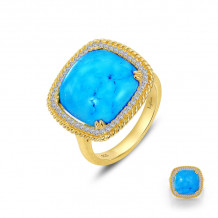 Lafonn Gold Blue Halo Ring - R0462TQG05